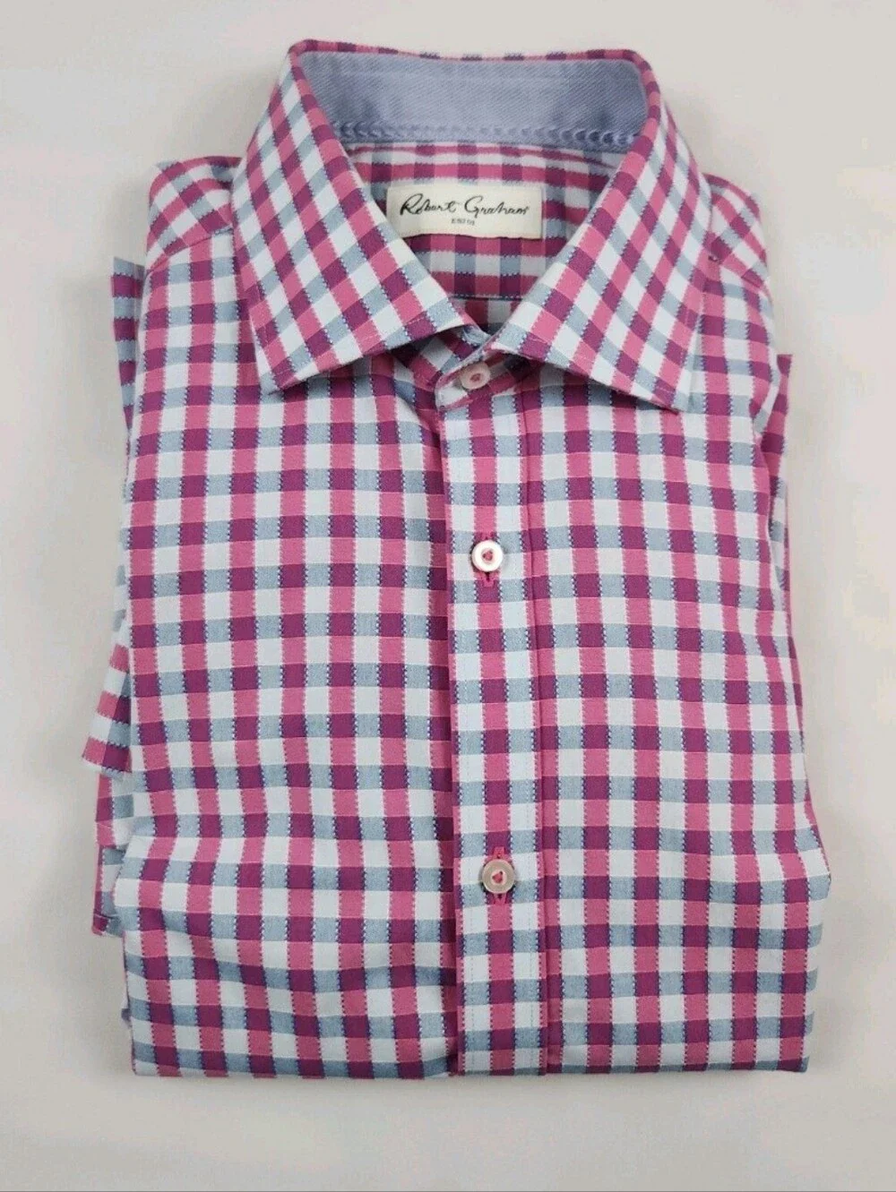 Robert Graham Dress Shirt Mens 16.5 Multicolor Long Sleeve Button Up Check